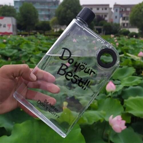 NEW Portable Explosion Water Bottles Outdoor Travel Clear Water Bottle Flat Book Drinks Cup Plastic Kettle Notebook Wine Bottles