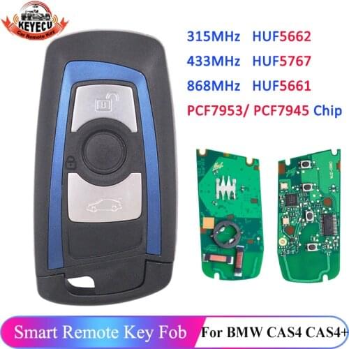 KEYECU Blue Remote Key Fob 3 Button 868MHz PCF7953/PCF7945 for BMW F Chassis FEM / BDC CAS4 CAS4