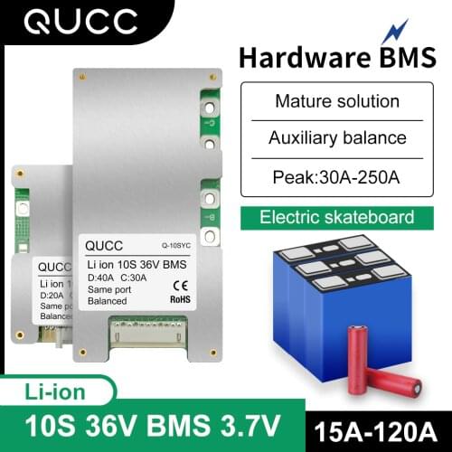 Qucc BMS 10S 36V 15A 20A 30A 40A 50A 60A 18650 Balancer Li ion Lithium Battery Protection Board for Electric Scooter Ebike Motor
