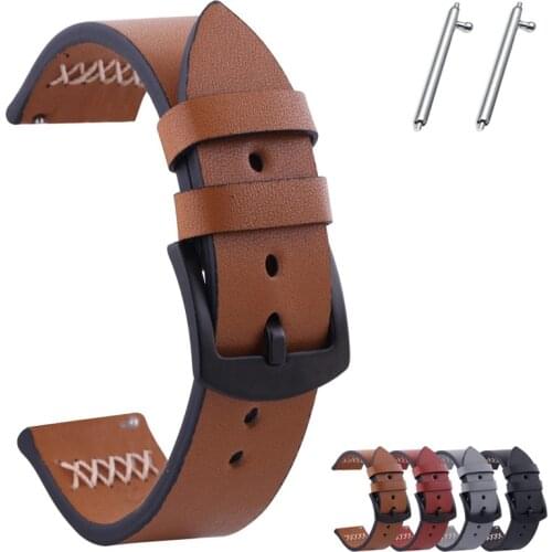 Vintage Genuine Leather Watch Strap 20mm 22mm 24mm 26mm Watch band Black Steel Buckle Bracelets Magic Quick Release