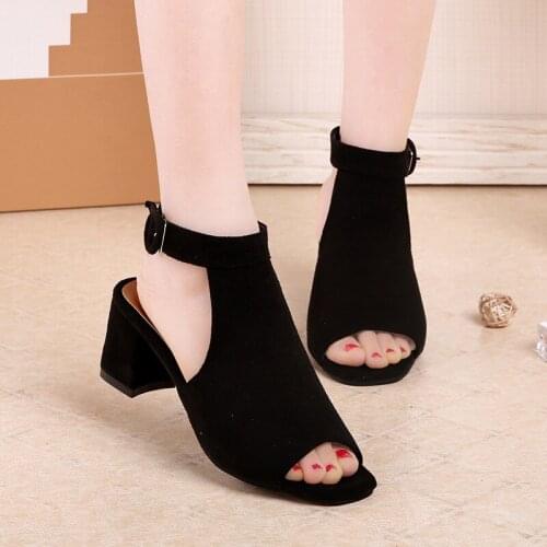 High-heeled Sandals Womens Open-toed Thick-heeled Students' Waterproof Platform Womens Sandals Women Shoes