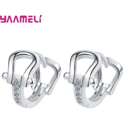 Retro 925 Sterling Silver Korean Style Crystal Statement Hoop Earrings For Women Girls Fashion Jewelry Trendy 2021 Wholesale