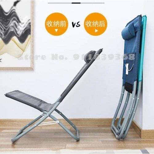 Lunch break recliner household simple folding chair small outdoor leisure reclining chair portable office siesta bed lazy