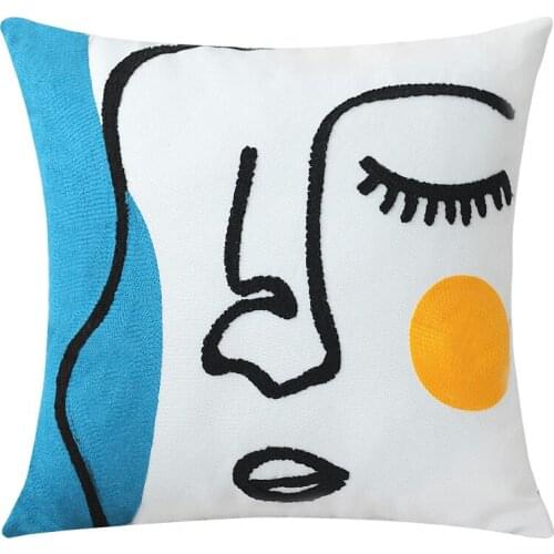 Modern Art Abstract Line Velvet Cushion Cover Line Art Embroidery Pillowcase Custom Geometirc Sofa Home Decor Throw Pillow Cover