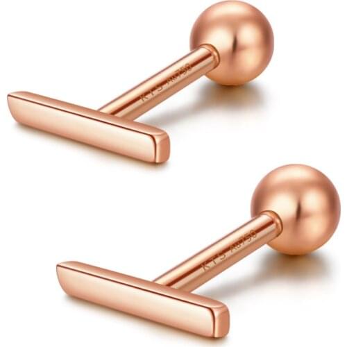 Pure 18K Rose Gold Earrings Women AU750 Gold Stud Earrings