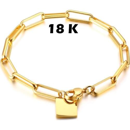 New Fashion Womens Bracelet Gold Color Stainless Steel Bracelet Simple Charm Bracelets Bangles Link Chain Minimalist Jewelry