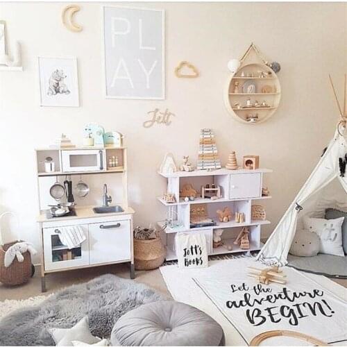 1PC Kids Room Background Wall Decor Cartoon Wood Stickers On The Wall Home Decor Rabbit Star Moon Heart Plane Decor. MI 014