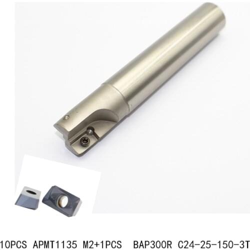 10PCS APMT1135 M2+1PCS BAP300R C24 25 150 3T carbide insert milling holder cnc endmill cutter high quality