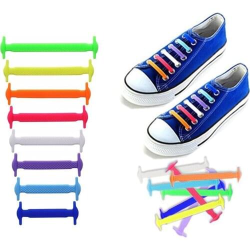 16 Pcs Fashion Lazy Shoe Laces Unisex tie Shoelace Silicone Elastic Sneaker Personality Shoestrings Shoes Accessories