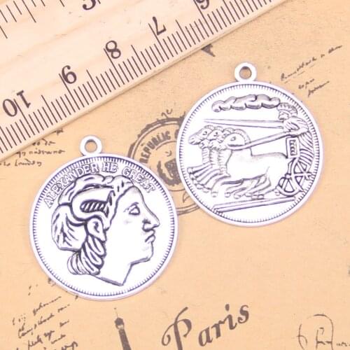 6pcs Charms Coin 28mm Antique Pendants,Vintage Tibetan Silver Jewelry,DIY for bracelet necklace