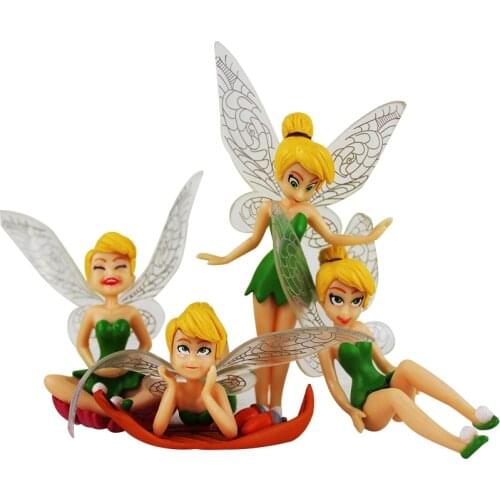 4-9cm 4pcs/Lot Disney Princess Tinkerbell Figure Toys Fairy PVC Tinker Bell Model Doll Gifts