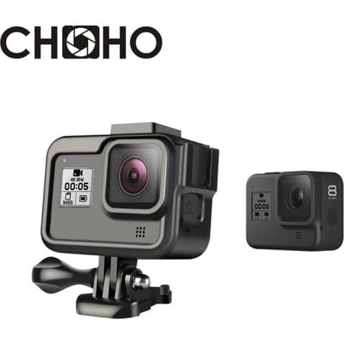 Aluminium Protective Frame Case Shell Protector Housing CNC + Lone Screw + Base Mount For GoPro Hero 8 Black Go Pro Accessories