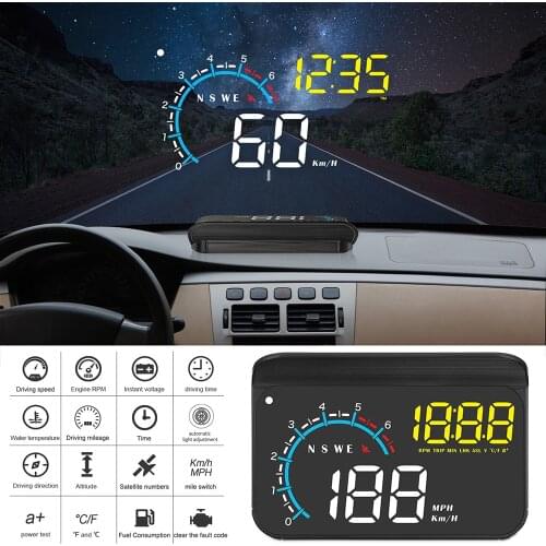Car Gauges Windshield Projector Water Temp Voltage Alarm GPS OBD2 Head Up Display HUD With Lens Hood Auto Electronic Accessories