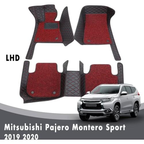 For Mitsubishi Pajero Montero Sport 2019 2020 Car Floor Mats Carpets Auto Double Layer Wire Loop Leather Accessories Rugs