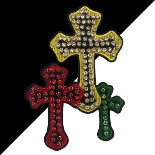 Large Colourful Bead Embroidery Patch Applique Cross Patch Badges DIY Embroidered Patches Sew on Clothes Backpack hat