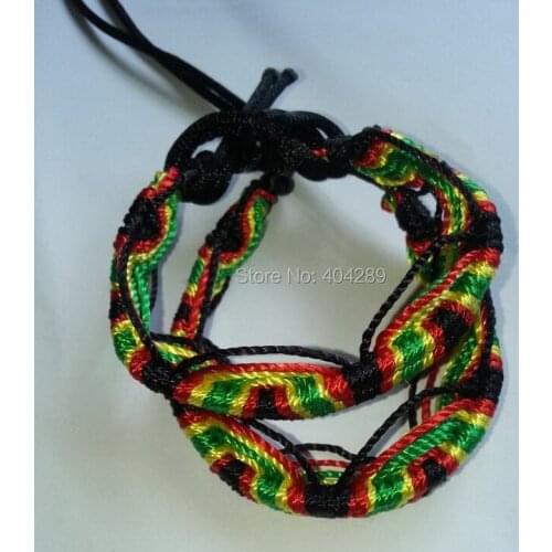 2pcs Rasta Friendship Bracelet WRISTBAND Cotton Silk Reggae Jamaica Surfer Boho