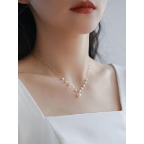 Lii Ji Natural Pearl Choker Necklace Real 14K Gold Filled No Fade Freshwater Pearl Women Jewelry 40-45cm