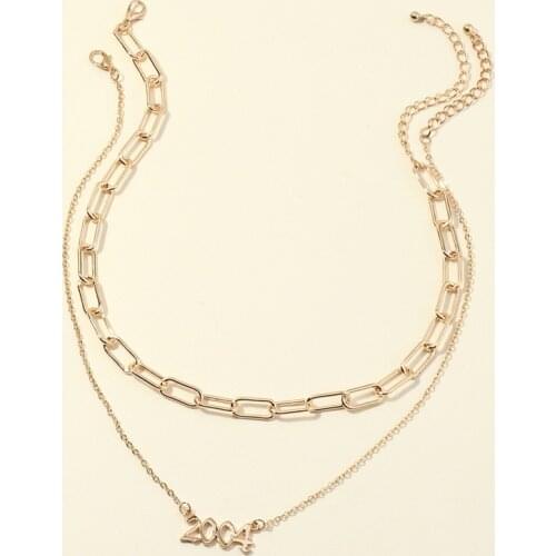 Contracted year digital double sautoir lovers gift collarbone chain pendant necklace