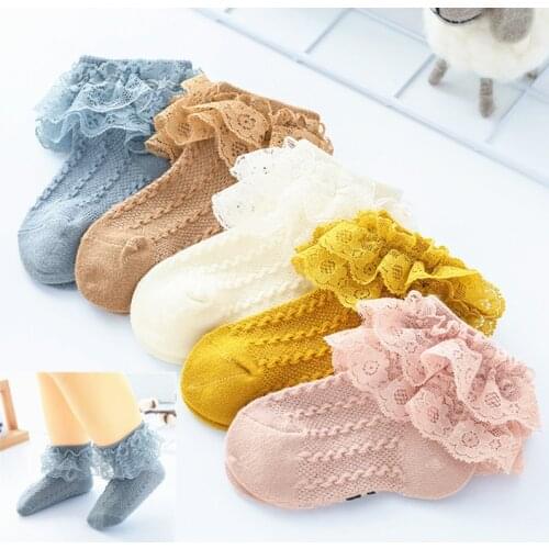 Baby Lace Ruffle Socks Wholesale Newborn Baby Girl Thin Cotton Toddler Socks Cute Princess Baby Accessories 6-12month 1-2Y