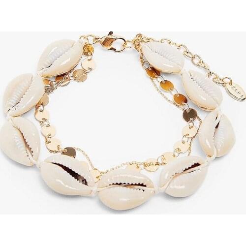 Europe and America Natural Shell Bracelet Set with Anklet Hand Woven personlized Bracelet for fashion trendy women gifts