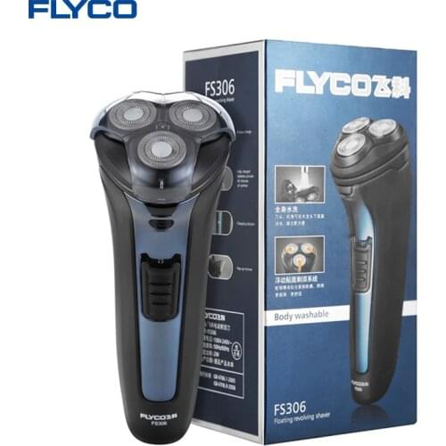 FLYCO FS306 Rechargeable Electric Shaver 3D Triple Floating Blade Heads Face Care Men Beard Trimmer Machine Washable for Men