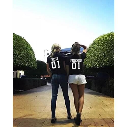 Best Friends Girls Tumblr T Shirt Bff Sister Fashion Tops Women Letter Printed T Shirt Girls Bestie 01 02 T-Shirt Female Tees
