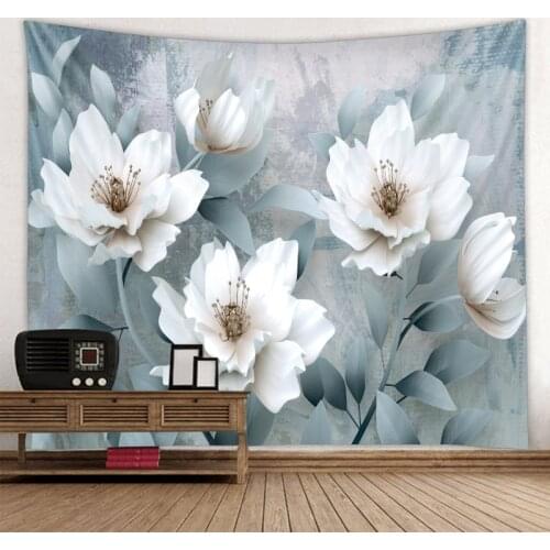Plant flower tapestry retro art background wall hanging bohemian hippie small fresh home art tapestry table mat yoga mat