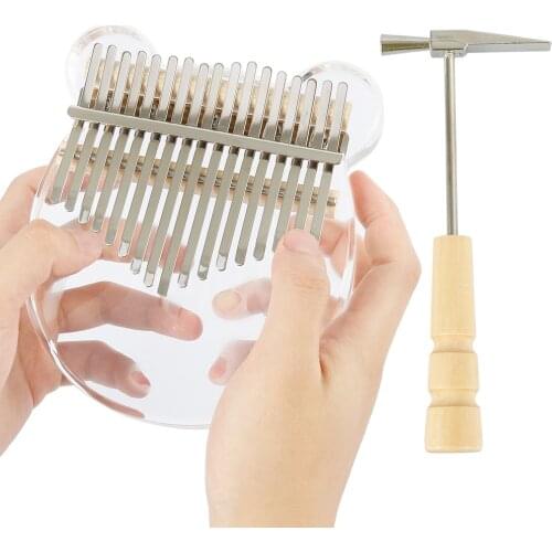 Kimi Kalimba Acrylic Thumb Piano 17 Keys Transparent Kalimba Finger Piano with Tuner Hammer Gig Bag On For Beginner Toy Gift