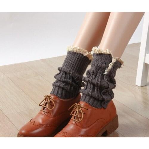 Button down Lace Boot Cuffs knit boot topper lace trim faux legwarmers lace cuff shark tank leg warmers 12 pairs/lot#3993