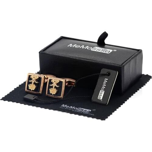 MeMolissa Display Box Cufflinks Luxury Square Cufflinks Flower Design Rose Gold Cufflink Exquisite Jewelry Free Tag & Wipe Cloth