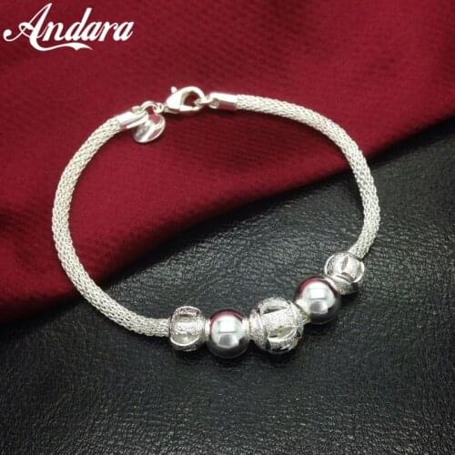 Fashion Jewelry 925 Sterling Silver Bracelet Beaded Bracelet Woman Jewelry Gift