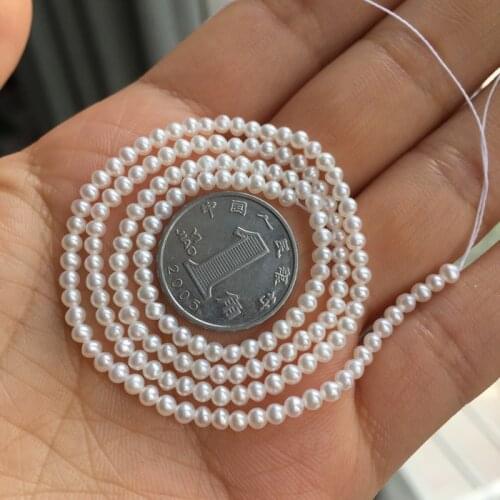 AAAA freshwater pearl white NEAR round 3-4mm FPPJ wholesale 37CM nature loose beads for DIY jewelry
