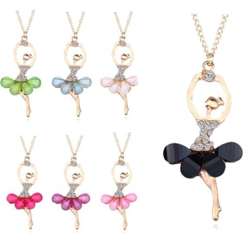 Dancing Ballerina Dancer Ballet Pendant Necklace Charm Surprise Jewelry Gift for Girls necklace for women