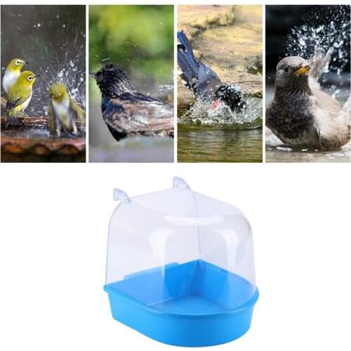 Bird Bath Bathtub Bath Box Bird Cleaning Tool Cage Accessories Parrot Bath Transparent Plastic Hanging Tub Shower Hanging Decor