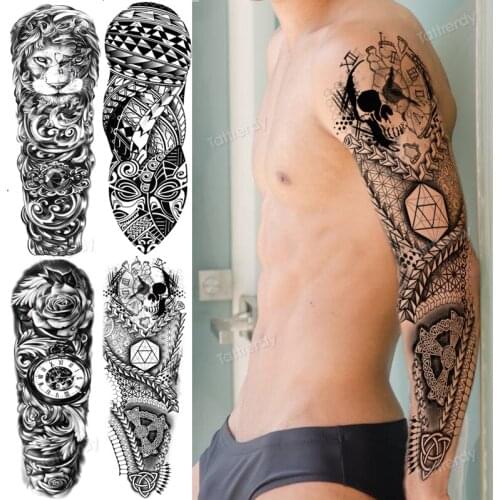 Robot machine tattoo designs large waterproof fake tattoo sticker black full arm temporary tattoos for men boy body tattoo sexy