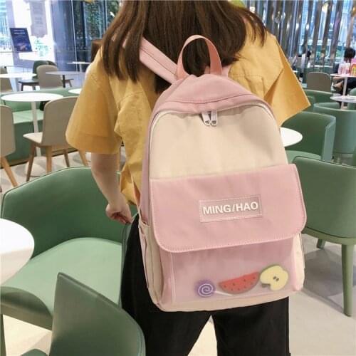 Women Nylon Stitching Pvc Backpack Cartoon Cute Teenage Student Shoulder School Bagteenager Student Travel Knapsack Book Bag