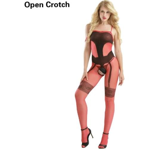 Sexy Exotic Crotchless Spandex Bodysuit Plus Size for Sex Net Lingerie Fishnet Jumpsuit Stockings Christmas Sissy See Through