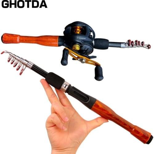 GHOTDA 1.3-1.8m Telescopic Casting Fishing Combo Portable Ultralight Rod and 7.2:1 Gear Ratio Fishing Reel Fishing Combo