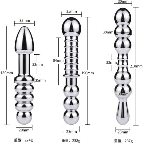 Three Styles of Stainless Steel Double-headed Dragon Dildo Stainless Steel Pull Bead Anal Plug Anal Plug Vaginal Massager Sex