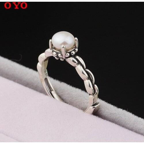100%s925 pure silver restoring ancient ways with natural pearl four claw ring female fashion small openings