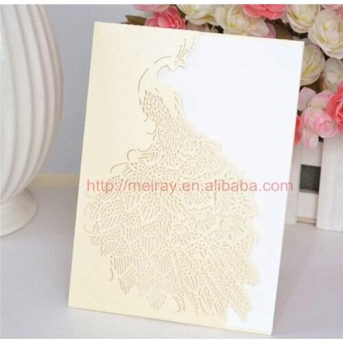 100pcs Peacock wedding favors peacock wedding theme laser cut peacock wedding invitations ivory/cream