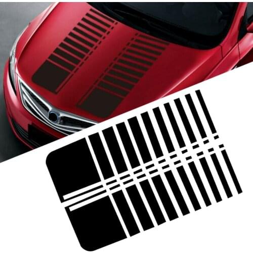 2Pcs Universal 91x27.3cm Matte Black Vinyl Racing Car Hood Stripe Decal Bonnet Sticker