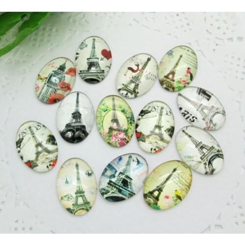 20pcs 18x25mm Oval Tower Mixed Domed Magnifying Clear Glass Cabochon Scrapbooking Embellishments Fridge Magnets DIY Accessories
