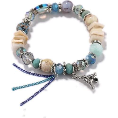 3pcs/set Handcraft Boutique Fashion Multilayer Crystal Stone Beads Strand Bracelets Shell Bangles Pulseras Boho Mujer