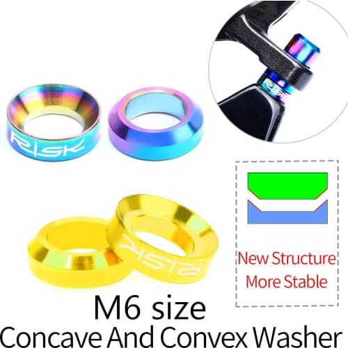 4pc 8pc Mountain BMX Bike Bicycle Titanium M6 Concave and Convex Washer Spacer For MTB Disc Brake Caliper Group Mounting Bolts