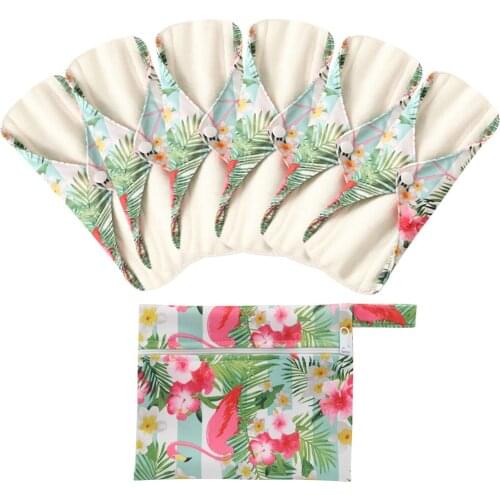 7PCS/Set Women Menstrual Pads Reusable Sanitary Pads Laday Organic Bamboo Inner Washable Feminine Hygiene Cotton Cloth Pads