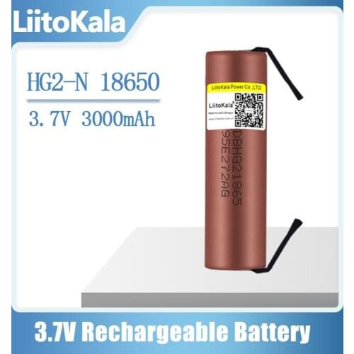 LiitoKala HG2 18650 3000mAh battery 3.6V discharge 20A dedicated High power discharge +DIY Nicke