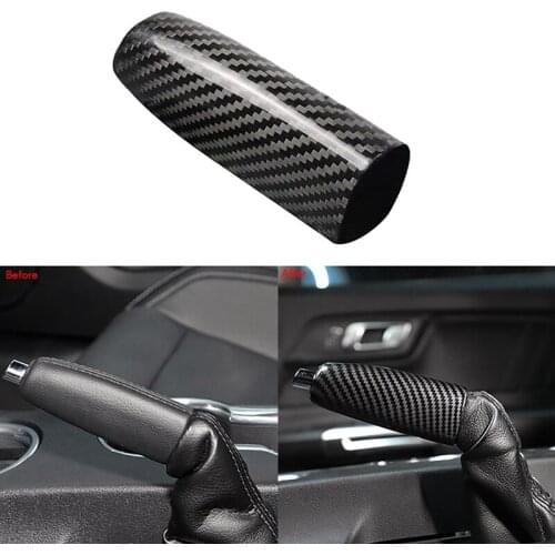 Car ABS Carbon Fiber Handbrake Cover Grip Handle Lever Brake Handle Cover for Ford Mustang 2015-2021