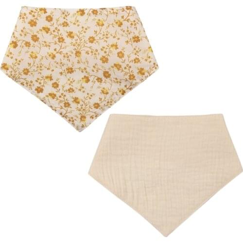 1 Pc Cotton Bandana Baby Double Side Floral Print Bibs Feeding Smock Infant Burp Cloths Saliva Towel Baby Eating Accessory Soft