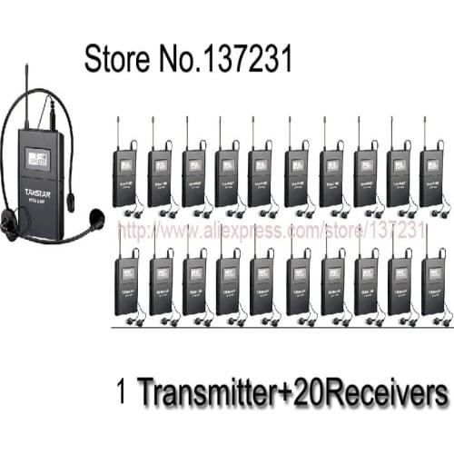 Tour guiding training Takstar WTG-500 UHF frequency Wireless Tour Guide System 100m Operating Range 1 Transmitter+20Receivers